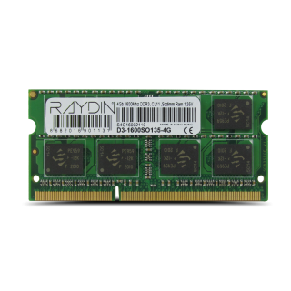 RAYDIN D3-1600SO135-4G 4GB, DDR3, 1600Mhz, 1,35V, CL11, Notebook SODIMM RAM