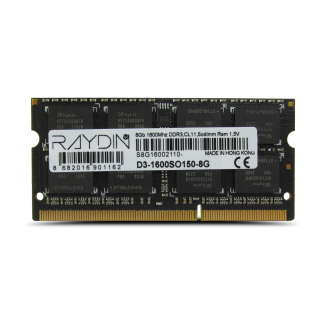 RAYDIN D3-1600SO150-8G 8GB, DDR3, 1600Mhz, 1,5V, CL11, Notebook SODIMM RAM